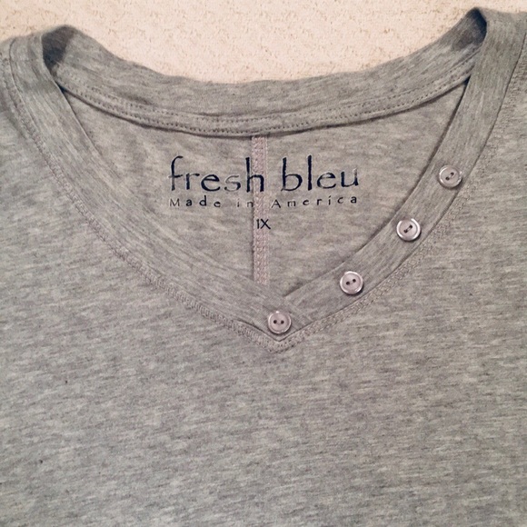 Heather Gray Tee With Button Trim - Picture 1 of 4